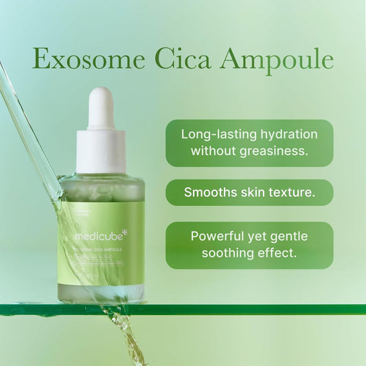 Exosome Cica Tea Tree Ampoule for Sensitive Skin with Centella Asiatica Help Reduce Redness and Breakouts. Low-Irritating, Moisturizing & Soothing Serum | Korean Skincare | 30Ml