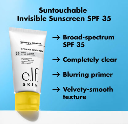 SKIN Suntouchable Invisible SPF 35, Lightweight, Gel-Based Sunscreen for a Smooth Complexion, Doubles as a Makeup Primer, Vegan & Cruelty-Free, Packaging May Vary