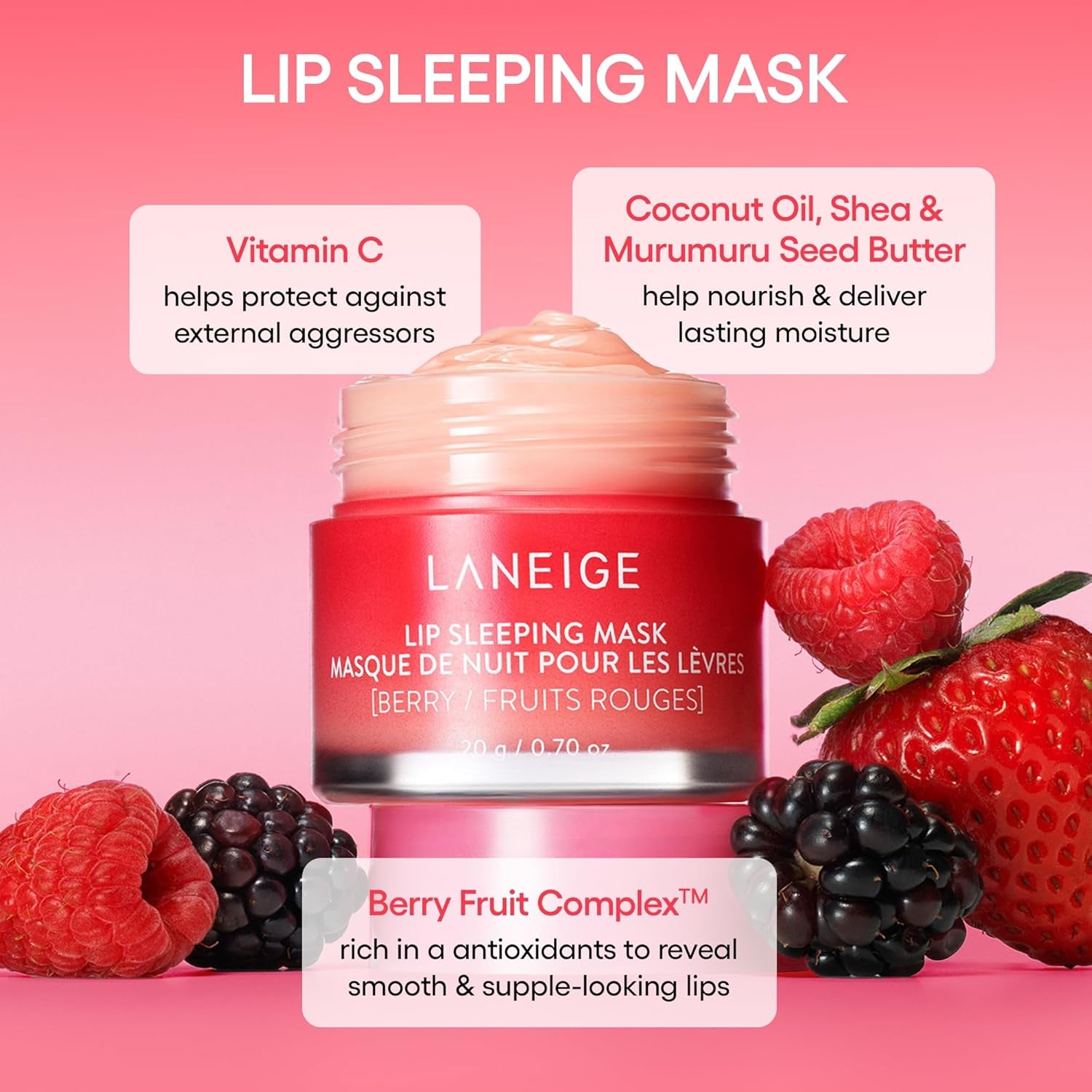 Lip Sleeping Mask Eggnog: Nourish, Hydrate, Vitamin C, Murumuru & Shea Butter, Antioxidants, Flaky, Dry Lips