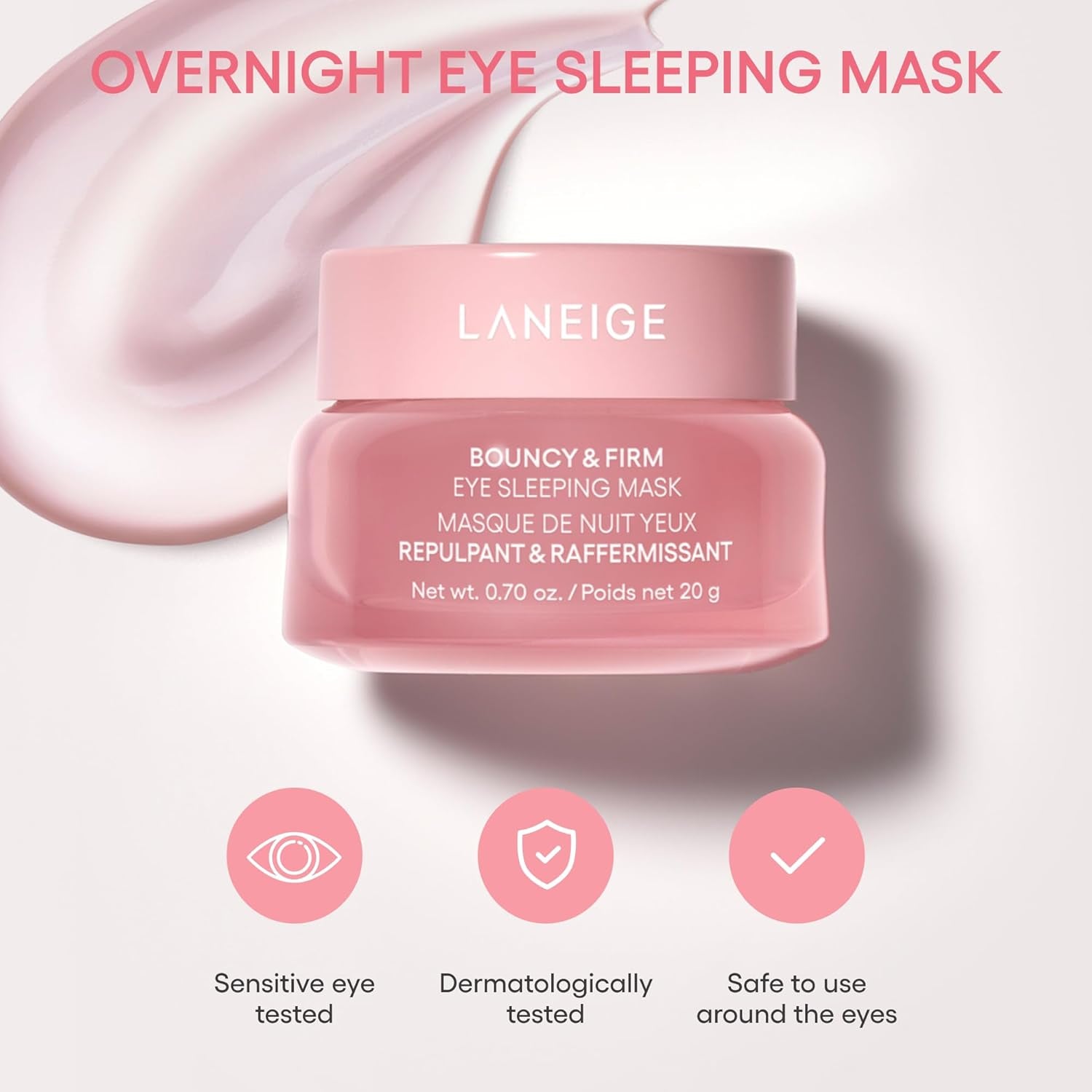 Bouncy & Firm Eye Brightening Sleeping Mask: Peony, Collagen Complex, Depuff, Dark Circle, Hydration, Cooling