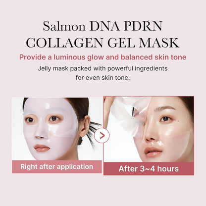 Salmon DNA PDRN Pink Collagen Jelly Gel Mask | Overnight Face Mask for Glass Glow Skin- Elasticity, Hydrating, Firming and Moisturizing | Korean Skincare, 28G, 1Ea