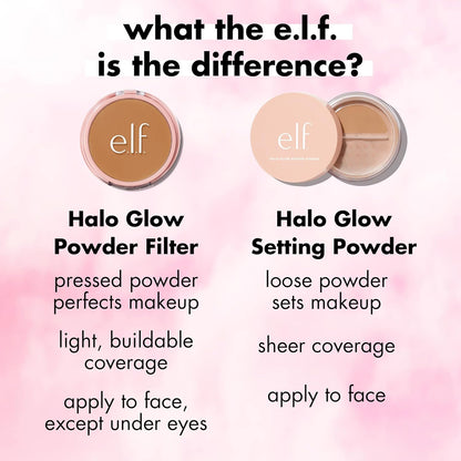 Halo Glow Powder Filter, Ultra-Fine Finishing Powder, Smooths the Look of Pores & Fine Lines, Creates a Soft-Focus Glow, Vegan & Cruelty-Free, Fair Warm