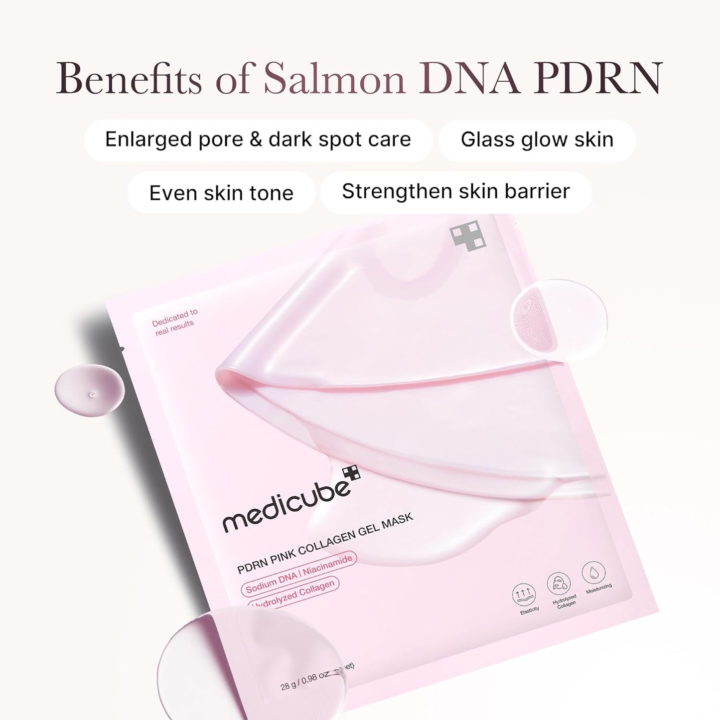 Salmon DNA PDRN Pink Collagen Jelly Gel Mask | Overnight Face Mask for Glass Glow Skin- Elasticity, Hydrating, Firming and Moisturizing | Korean Skincare, 28G, 4Ea