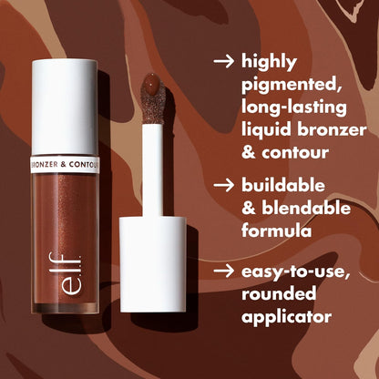 Camo Liquid Bronzer & Contour, Silky Highly Pigmented Formula, Creates a Long-Lasting Bronzed Glow & Natural Look, Vegan & Cruelty-Free, 1 Fair