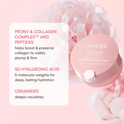 Bouncy & Firm Lip Treatment: Peony, Collagen Complex, Hydration, Visibly Firm & Plump, Ceramide Capsules, 5D Hyaluronic Acid