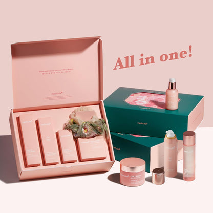 Pink Collagen Skincare Set | Gifts for Women Men | Holiday Gifts | 4-Step Korean Skincare Set with Niacinamide, Collagen & Hyaluronic Acid, Full-Sized Skincare Gift