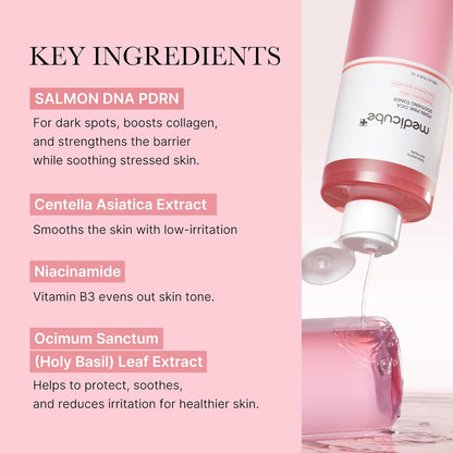 Salmon DNA PDRN Pink CICA Soothing Toner I Pink Glow Toner for Skin Boosting, Soothing and Calming, Uneven Skin Tone, Peptide & Niacinamide, Korean Skin Care (250Ml / 8.45 Fl. Oz.)