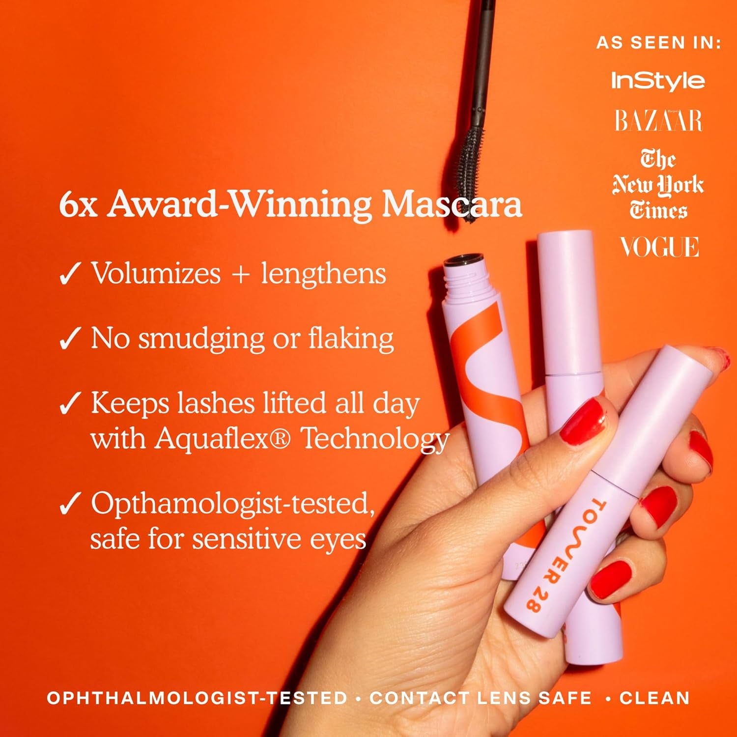 Makewaves Mascara - Volumizing and Lash Lengthening Mascara - No Clumping or Flaking - Water-Resistant and Vegan Mascara for Sensitive Eyes – Jet Black