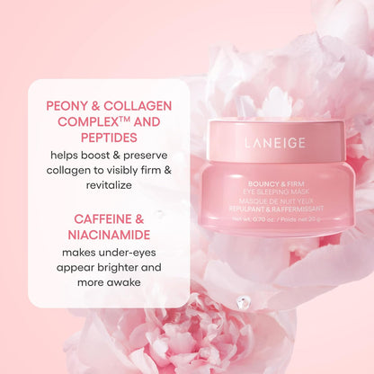 Bouncy & Firm Eye Brightening Sleeping Mask: Peony, Collagen Complex, Depuff, Dark Circle, Hydration, Cooling