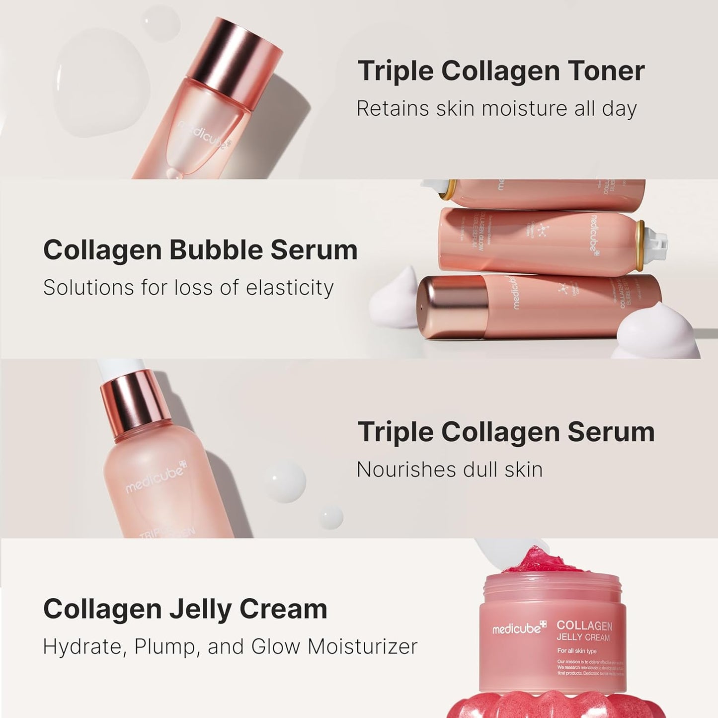 Pink Collagen Skincare Set | Gifts for Women Men | Holiday Gifts | 4-Step Korean Skincare Set with Niacinamide, Collagen & Hyaluronic Acid, Full-Sized Skincare Gift