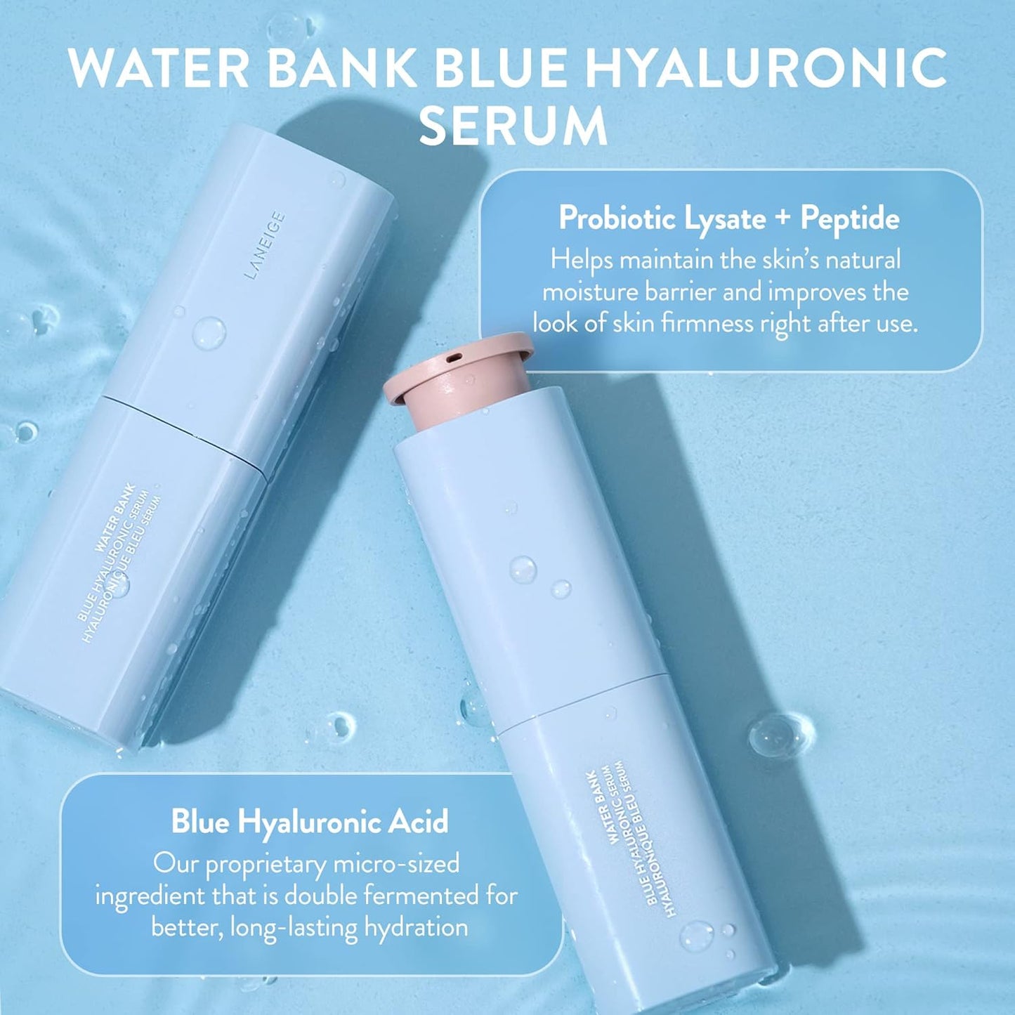 LANEIGE Water Bank Blue Hyaluronic Serum: Peptides, Green Tea Enzyme, Hydrate, Improve Skin Firmness