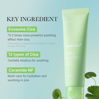 Exosome Cica Tea Tree Cream for Sensitive Skin with Centella Asiatica Help Reduce Redness and Breakouts. | Low-Irritating, Moisturizing Daily Texture Care | Korean Skincare | 1.7 Fl Oz