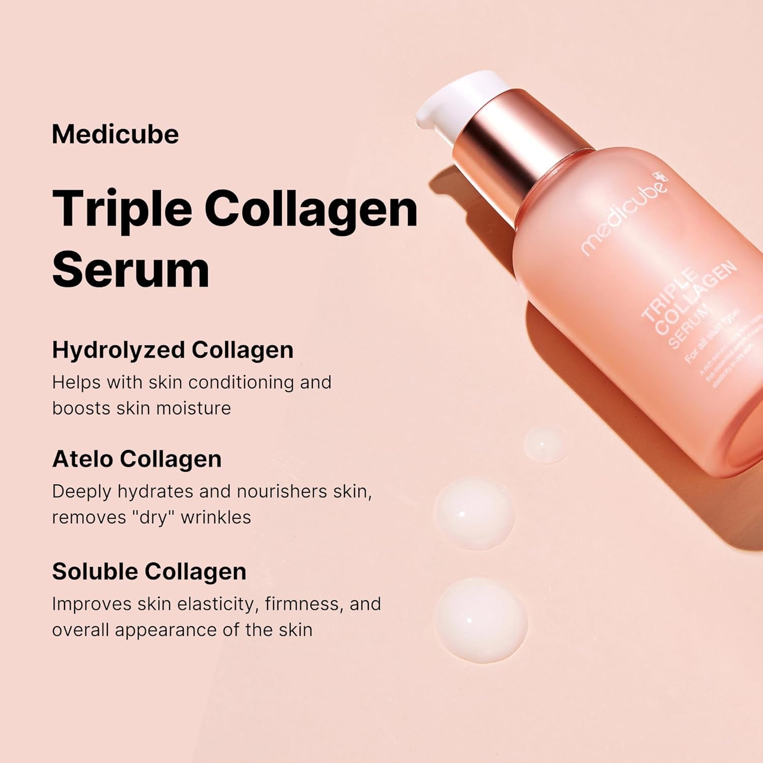 Triple Collagen Serum 1.85 Fl.Oz - Nourish Dull Skin with Triple Collagen Complex - a Lightweight Serum with Niacinamide and Hyaluronic Acid - Korean Skincare