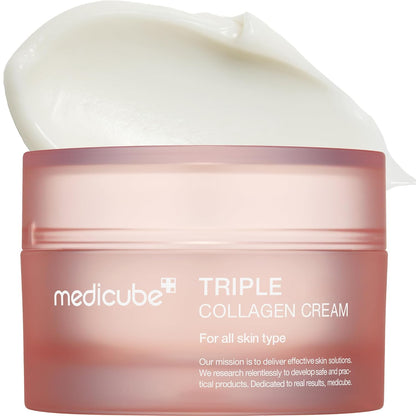 Triple Collagen Cream - Hydrating & Firming Moisturizer with Hyaluronic Acid, Premium Elastin, Shea Butter - Wrinkle Care & Boosts Elasticity - Korean Skincare, 1.69 Oz