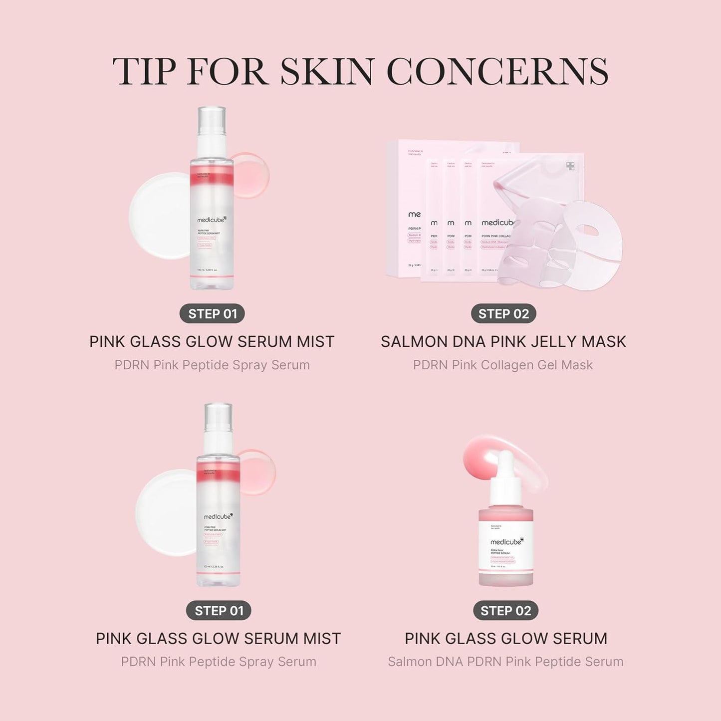 PDRN Pink Peptide Spray Serum I Pink Glass Glow Serum Mist for Moisturizer, Soothing and Firming, Uneven Skin Tone, Rose PDRN & Peptide & Niacinamide, Korean Skin Care (100Ml /3.38 Fl. Oz.)