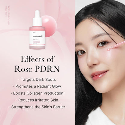 PDRN Pink Peptide Serum, Pink Glow Serum, Peptide, Niacinamide, Hydrating & Moisturizing & Firming, Uneven Skin Tone, Korean Skincare | 1.01 Fl.Oz. (1.01 Fl.Oz., Rose PDRN (Vegan))