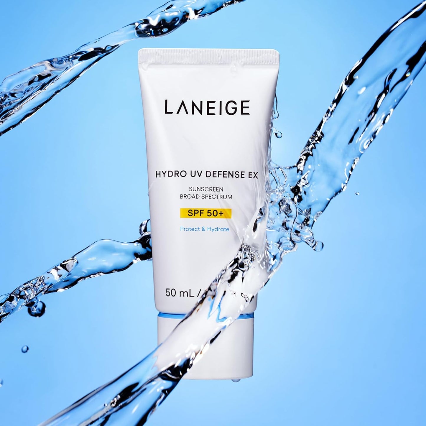 LANEIGE Hydro UV Defense Sunscreen Broad Spectrum SPF 50+: Korean Sunscreen, No White Cast, Dermatologically Tested, Hypoallergenic