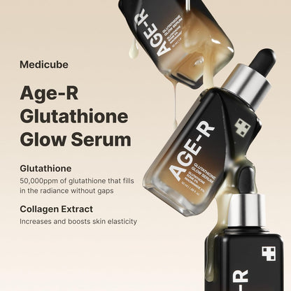 AGE-R Glutathione Glow Serum - Antioxidant & Elasticity Care Serum for 24Hr Pure Radiance, Korean Glass Glow Skin, Daily Use for Youthful Skin, Korean Skincare